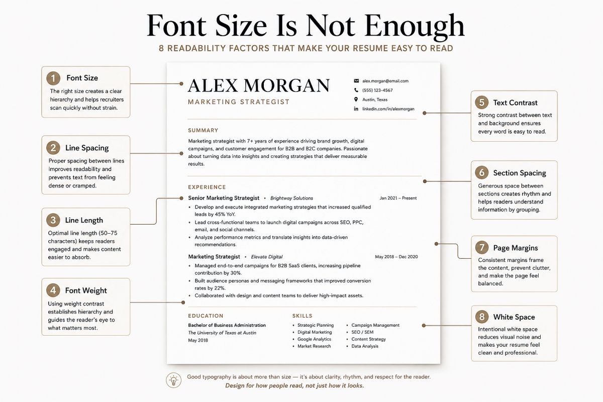 Resume Font Size Guide How To Make Your Cv Easy To Read Resume Readability And Design Tips