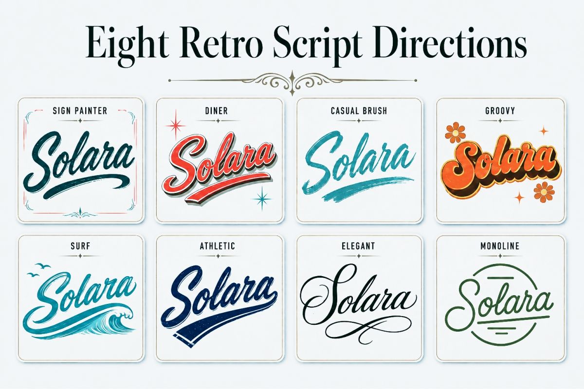 Eight Retro Script Directions