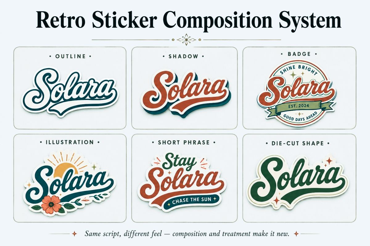 Retro Sticker Composition System