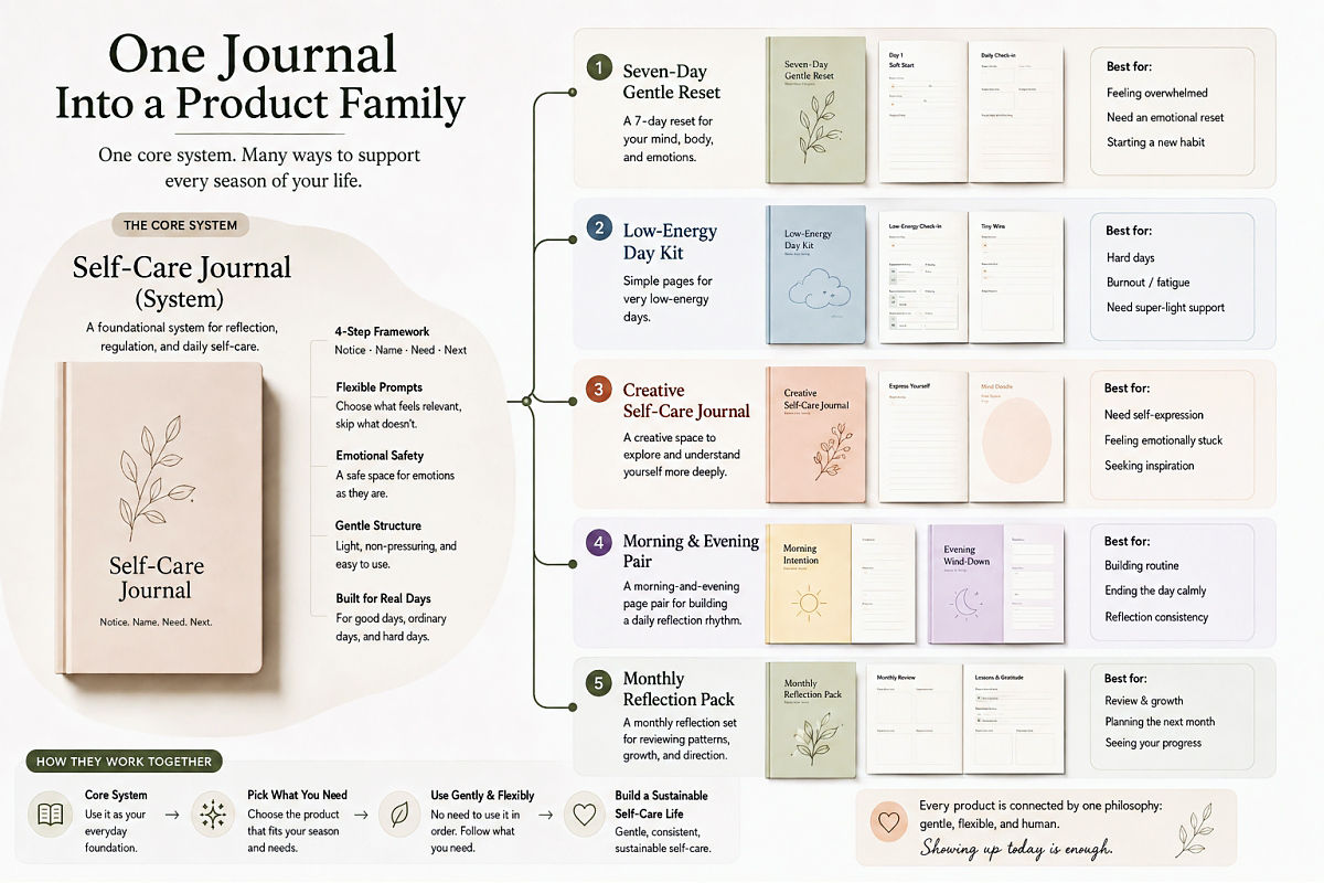 Self Care Journal Printable Ideas For Gentle Daily Reflection Preview6 One Journal Into A Product Family 1