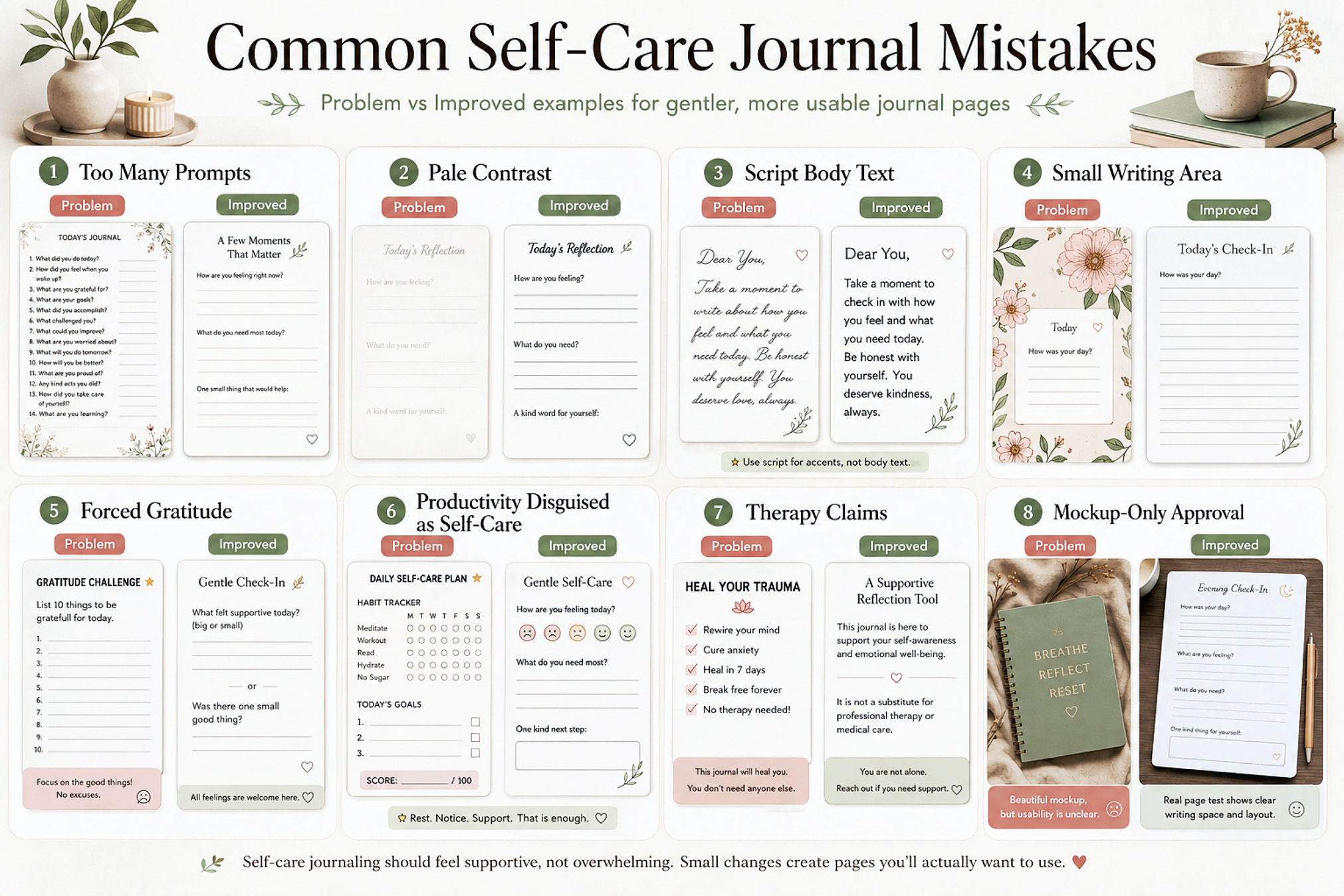 Self Care Journal Printable Ideas For Gentle Daily Reflection Preview7 Common Self Care Journal Mistakes