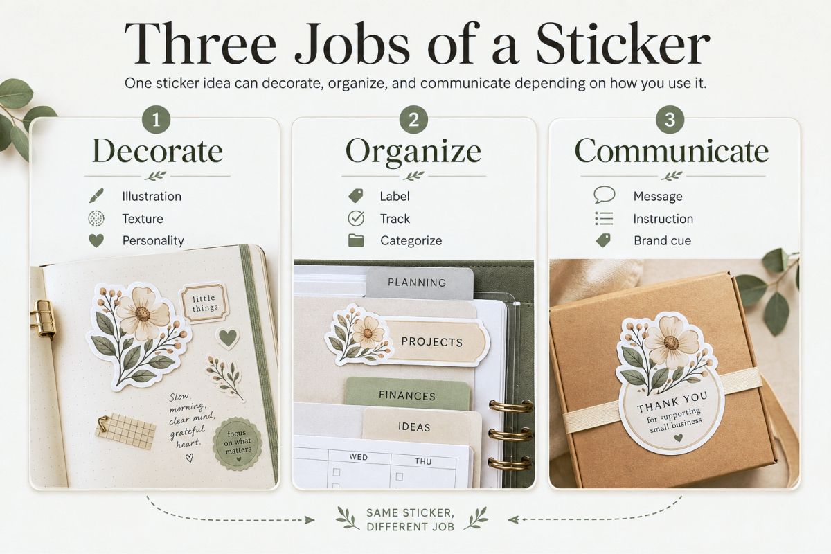 Sticker Design Ideas For Journals Packaging And Digital Shops 2 Three Jobs Of A Sticker