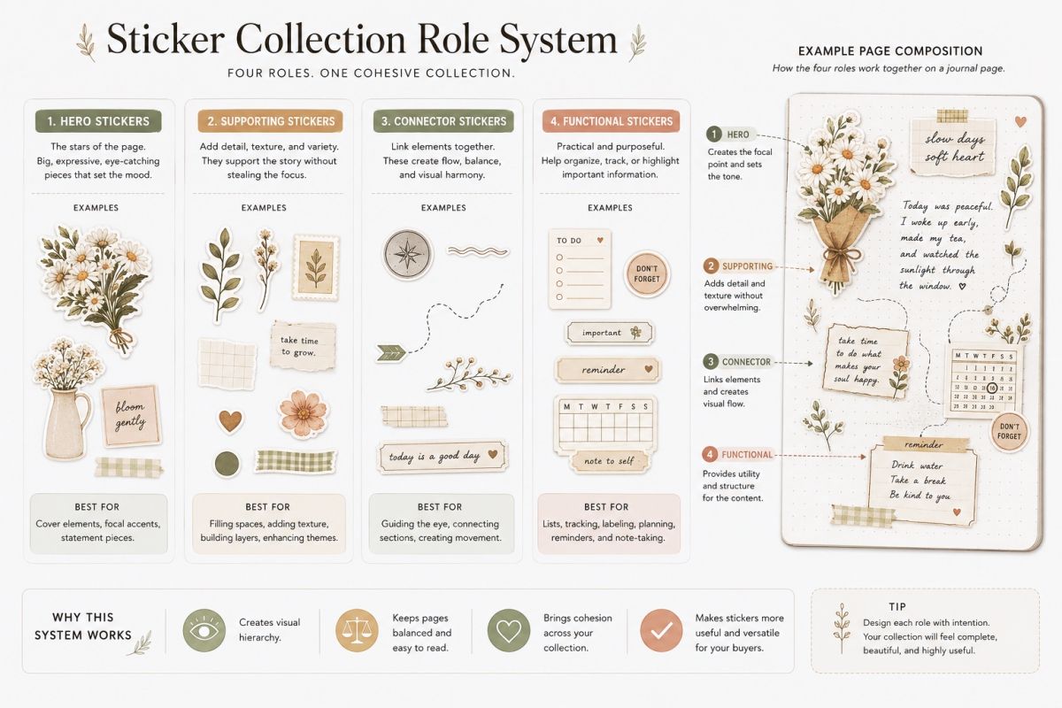 Sticker Design Ideas For Journals Packaging And Digital Shops 7 Sticker Collection Role System