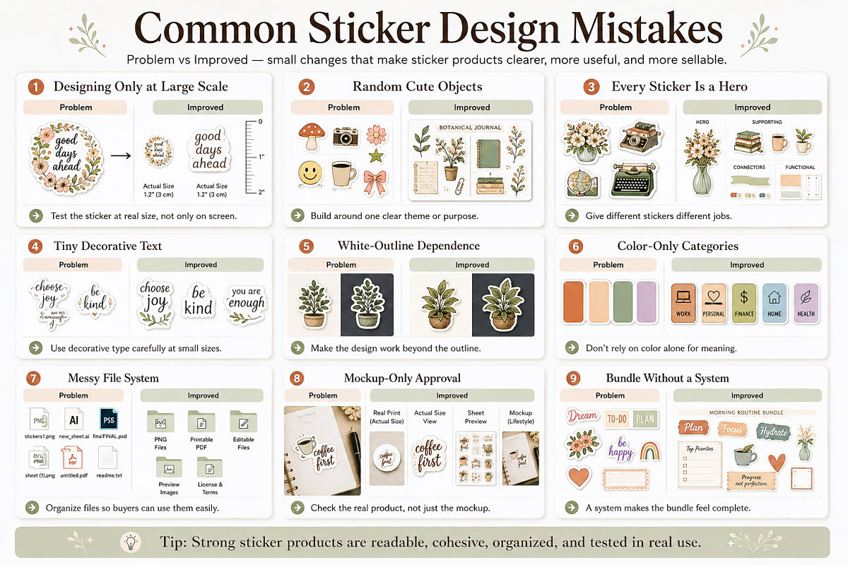 Sticker Design Ideas For Journals Packaging And Digital Shops Preview11  Common Sticker Design Mistakes