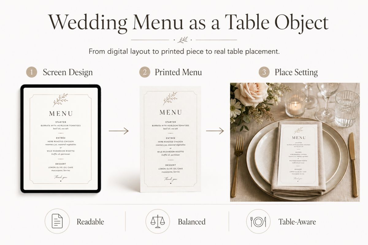 Wedding Menu as a Table Object