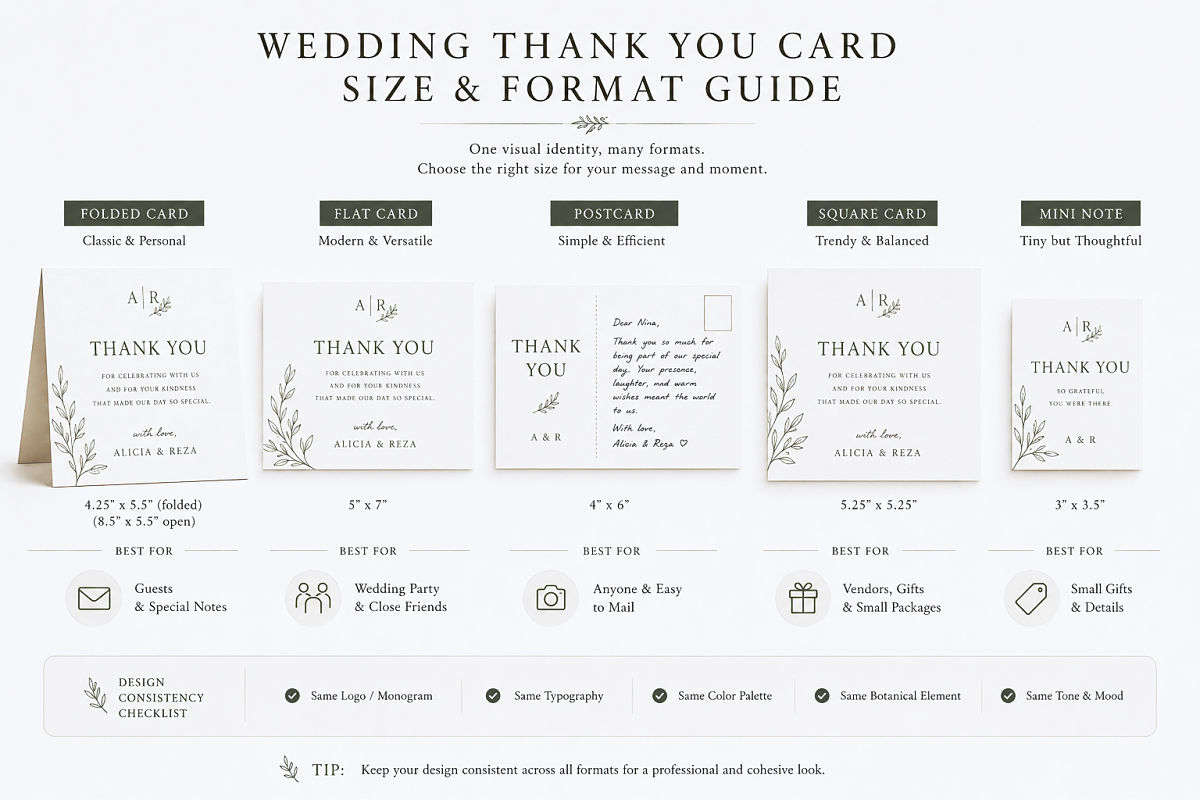 Wedding Thank You Card Size & Format