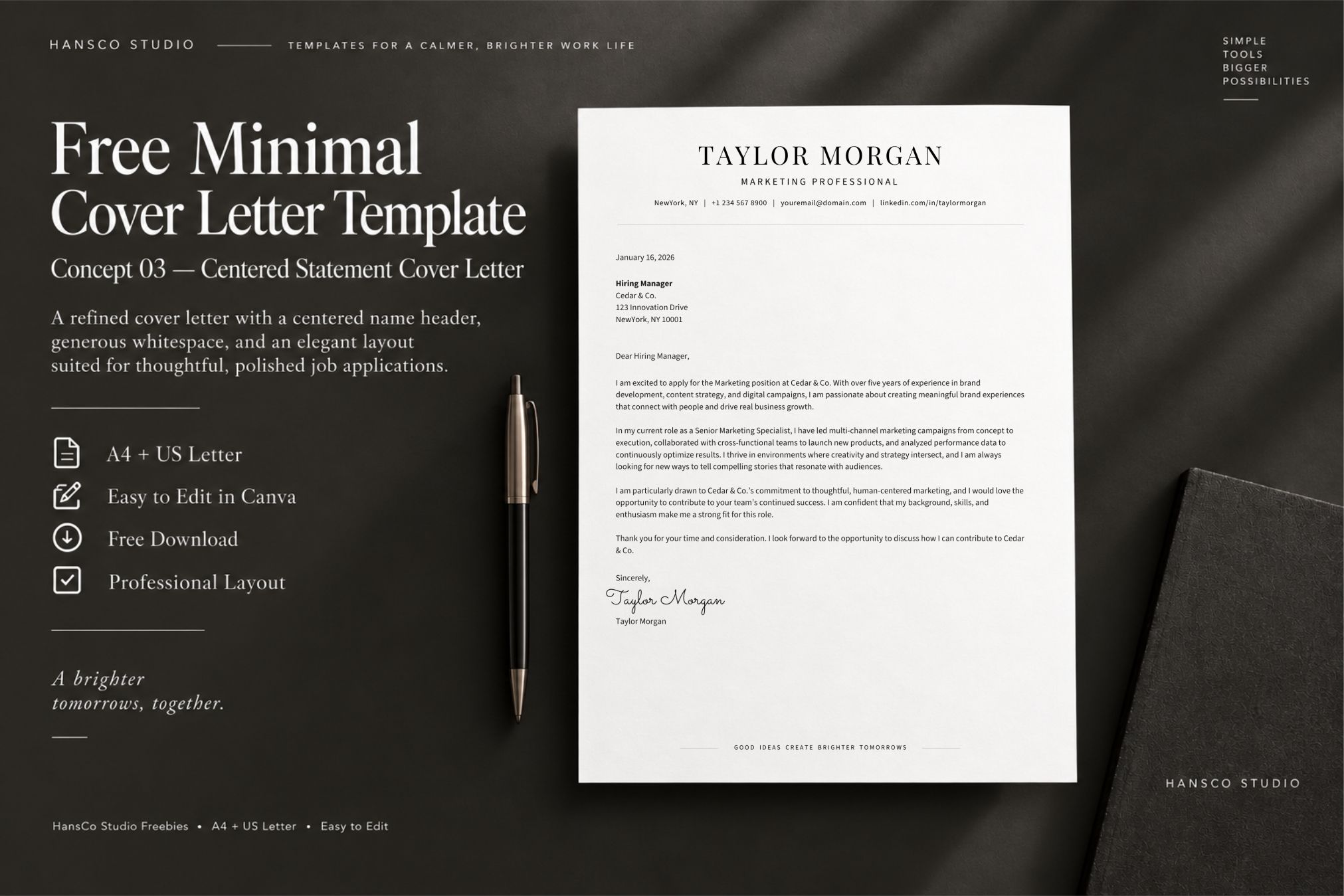 Free Minimal Cover Letter Template 01