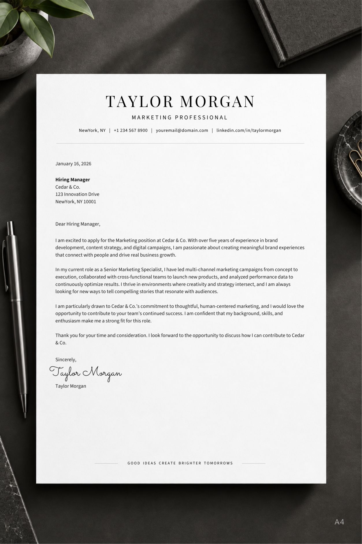Free Minimal Cover Letter Template 02