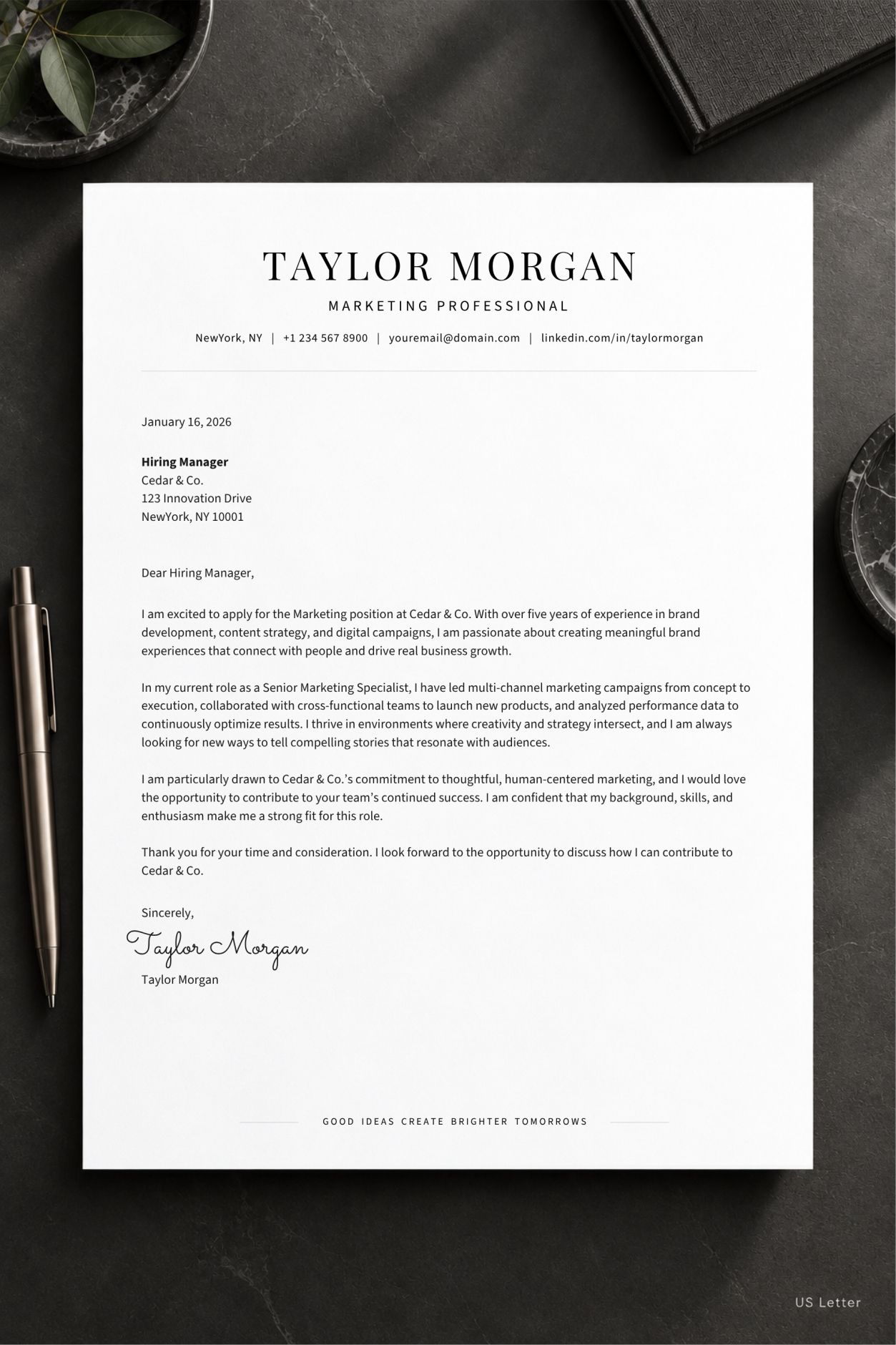 Free Minimal Cover Letter Template 03