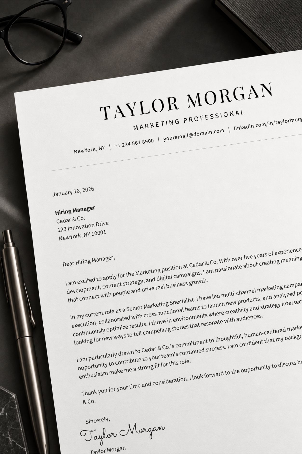 Free Minimal Cover Letter Template 04