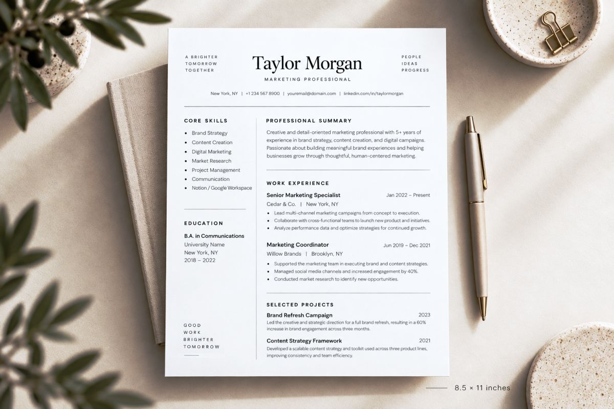 Free Minimal Resume Template Concept 05 2a