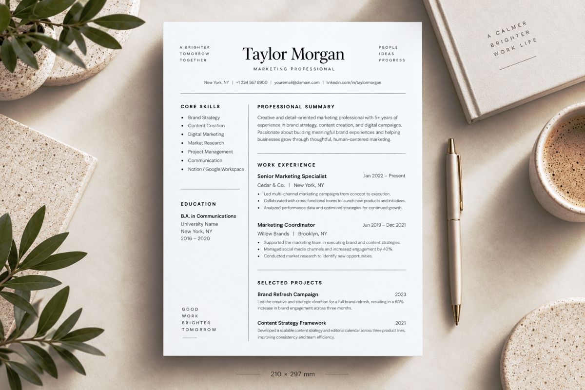 Free Minimal Resume Template Concept 05 3a