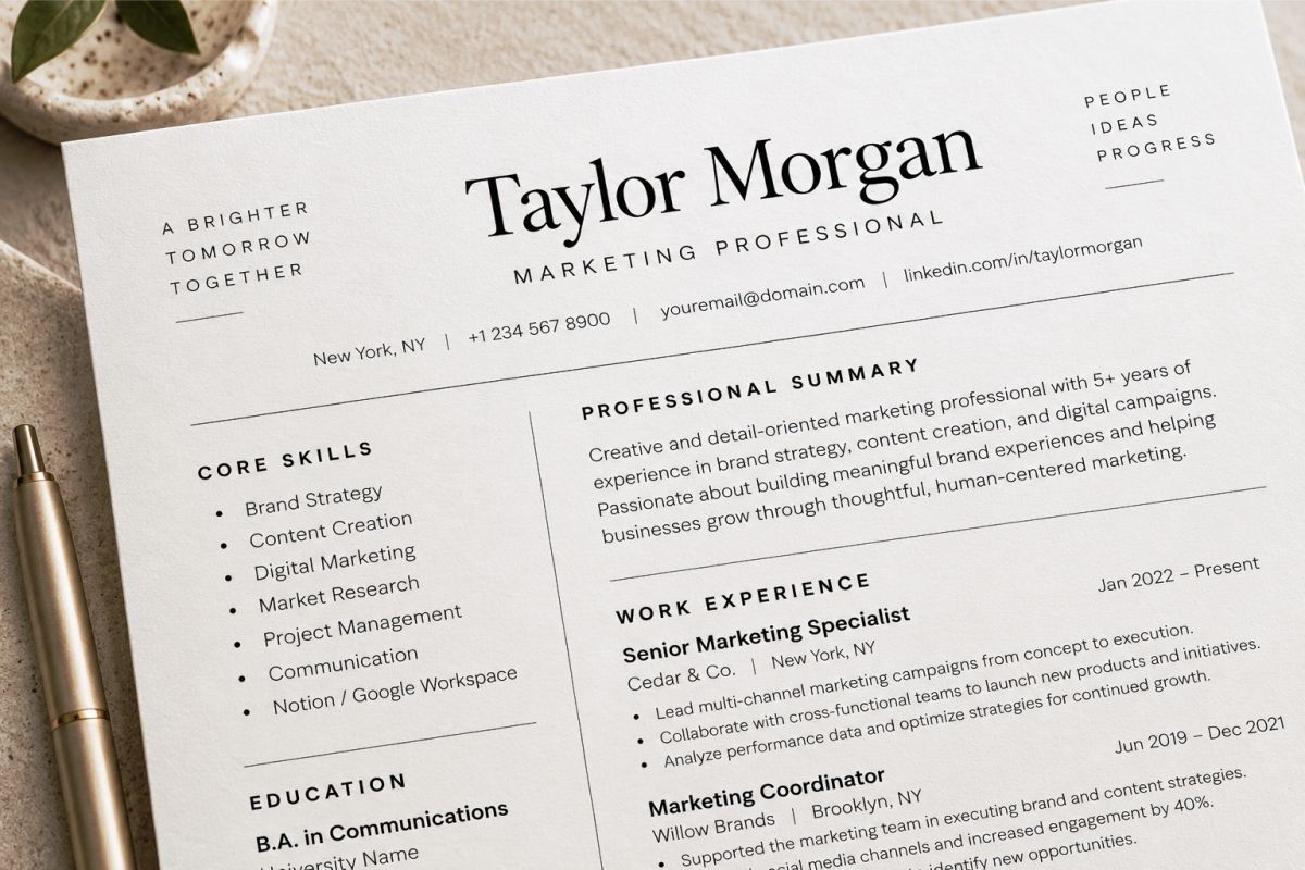 Free Minimal Resume Template Concept 05 4