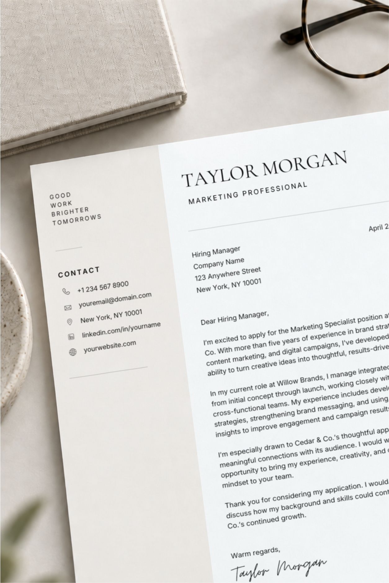 Hansco Free Minimal Cover Letter Template 01 Preview 4