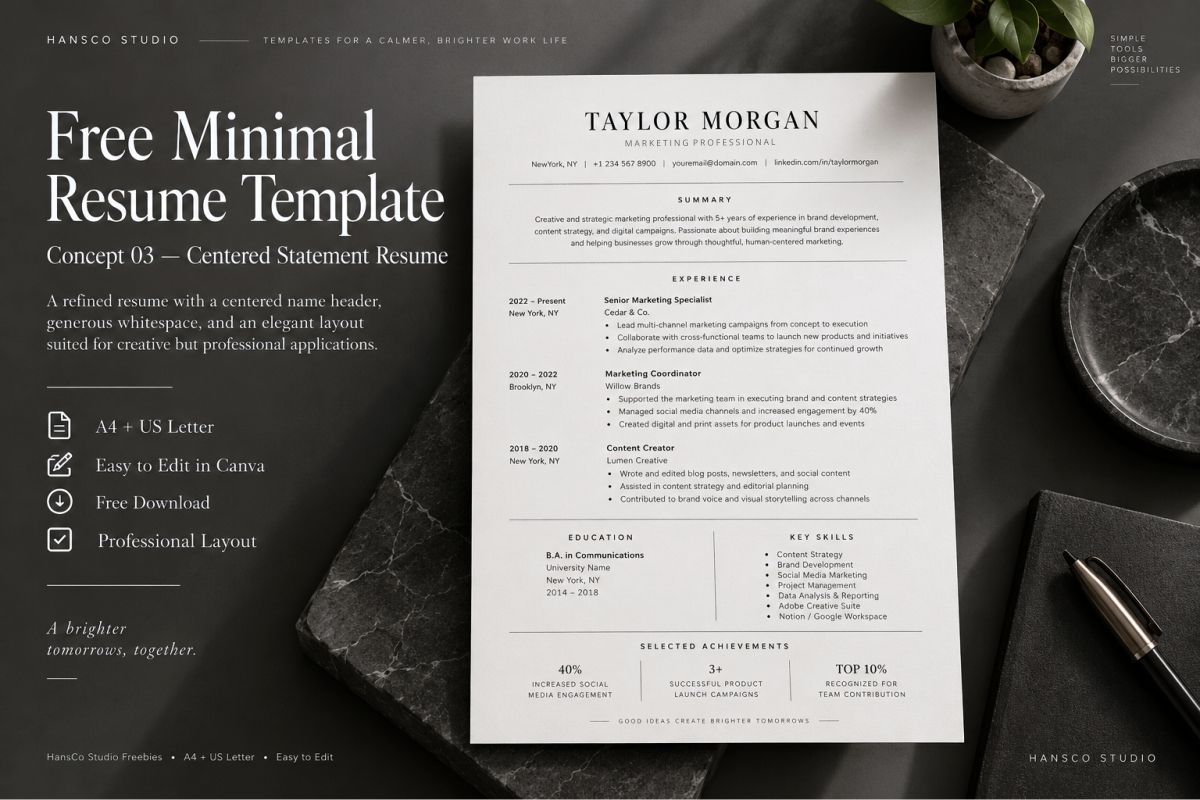 Hansco Free Minimal Resume Concept03 Preview 1