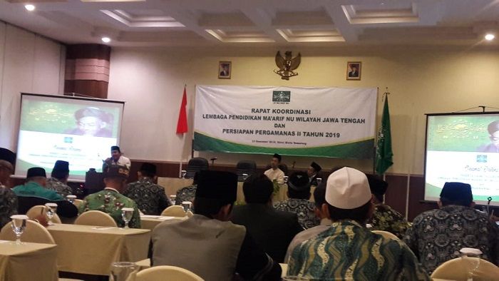 Lembaga Pendidikan Ma'arif Nahdlatul Ulama (LP Ma'arif NU) Wilayah Jawa Tengah menggelar Rapat Koordonasi dan Persiapan Pergamanas II tahun 2019 di Hotel Muria Semarang, Kamis (13/12/2018). (FOTO: Hamidulloh Ibda)