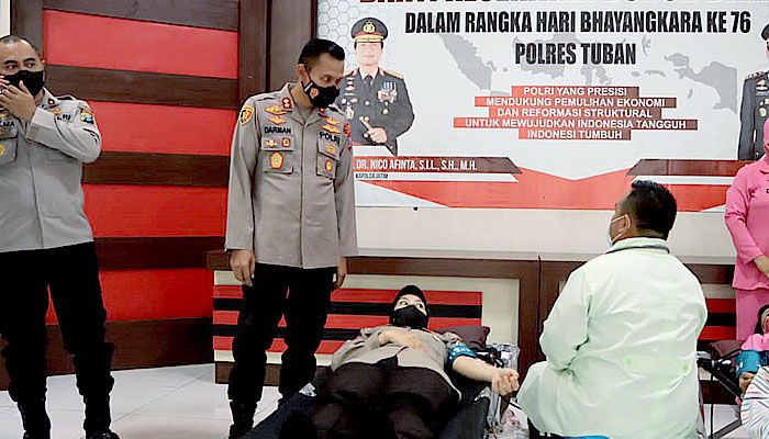 Sambut Hari Bhayangkara ke-76, Polres Tuban gelar bhakti kesehatan donor darah