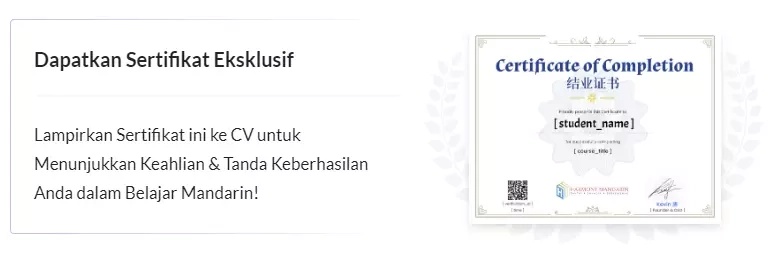 eSertifikat bahasa mandarin gratis di Harmony Mandarin