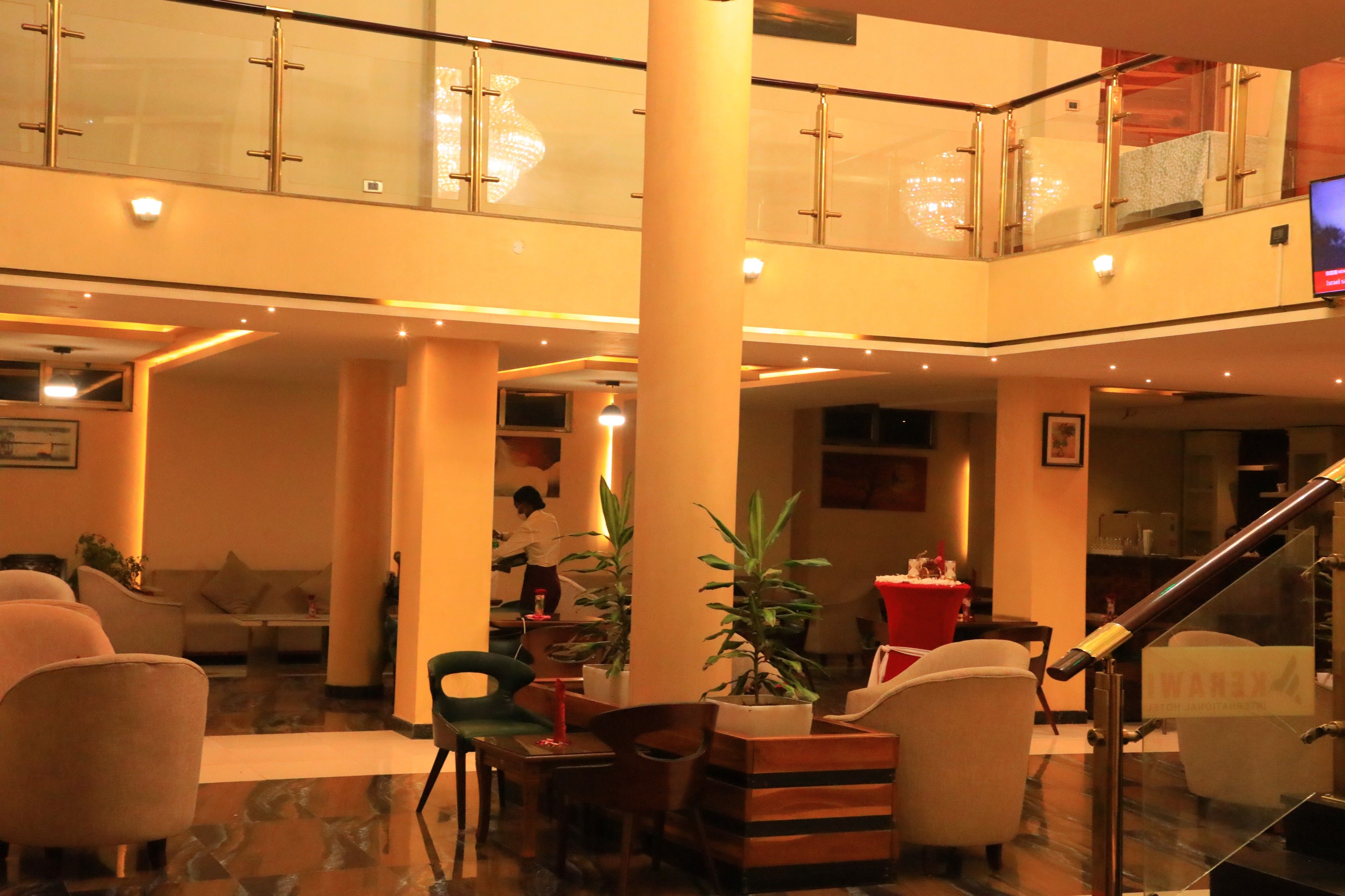 Modern lobby seating area