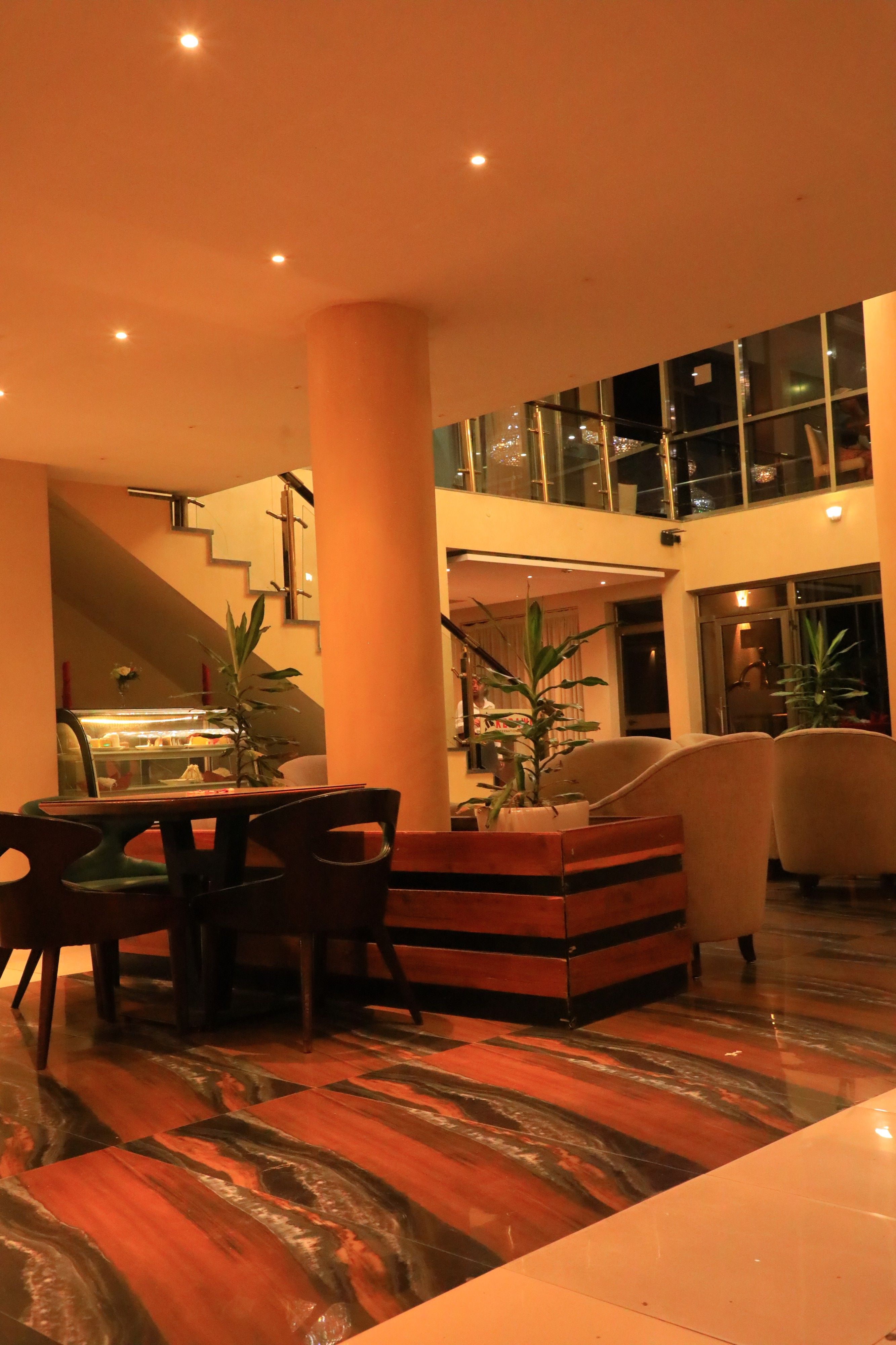 Luxury lobby with chandelier lighting