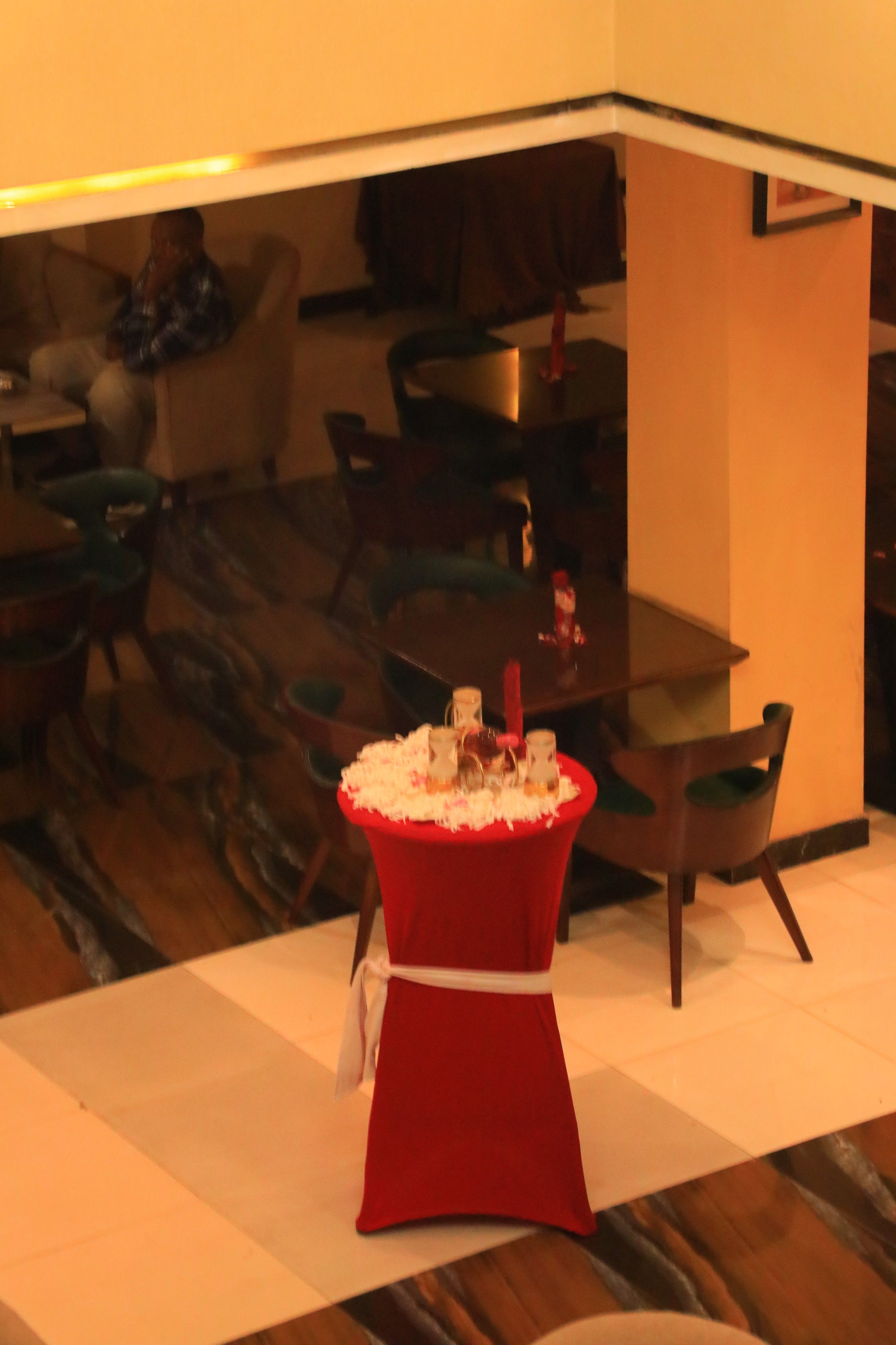 Bright hotel lobby entrance view