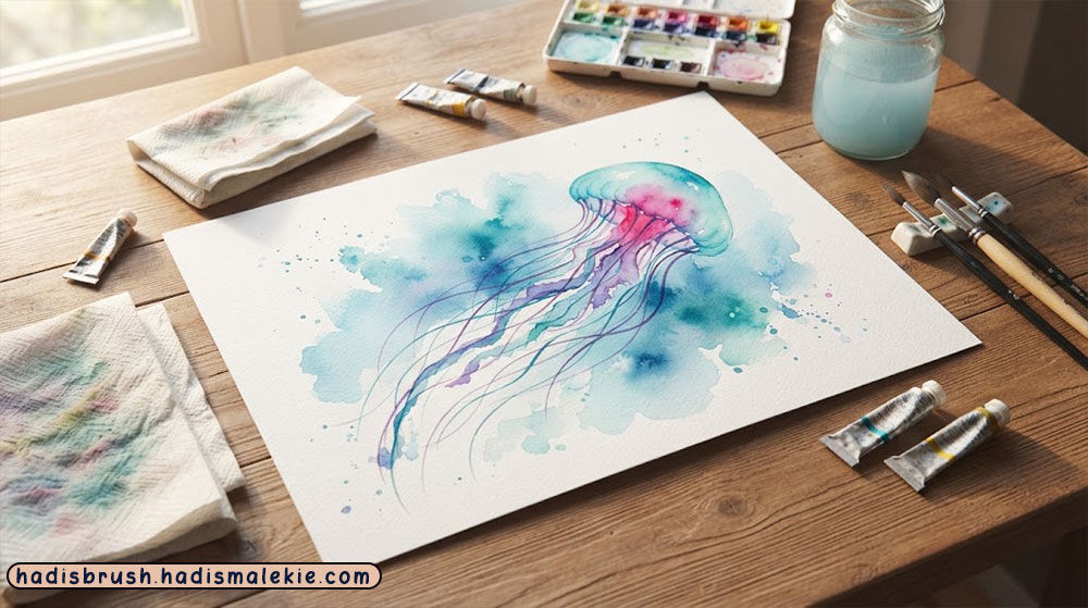 watercolor jelly fish painting tutorial
