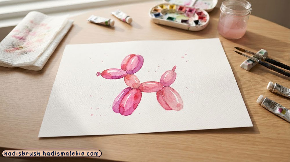 watercolor balloon dog painting tutorial