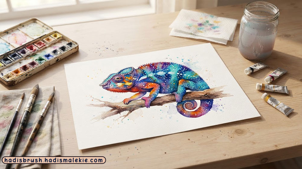 watercolor chameleon painting tutorial