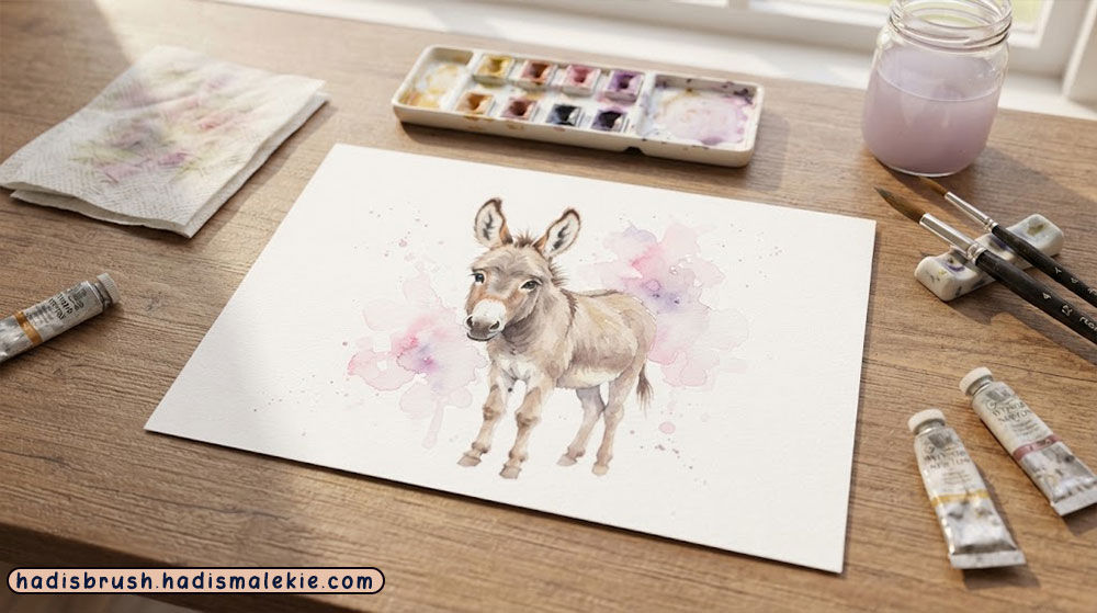 watercolor donkey painting tutorial