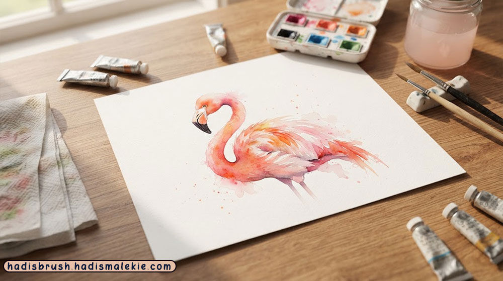 watercolor flamingo painting tutorial