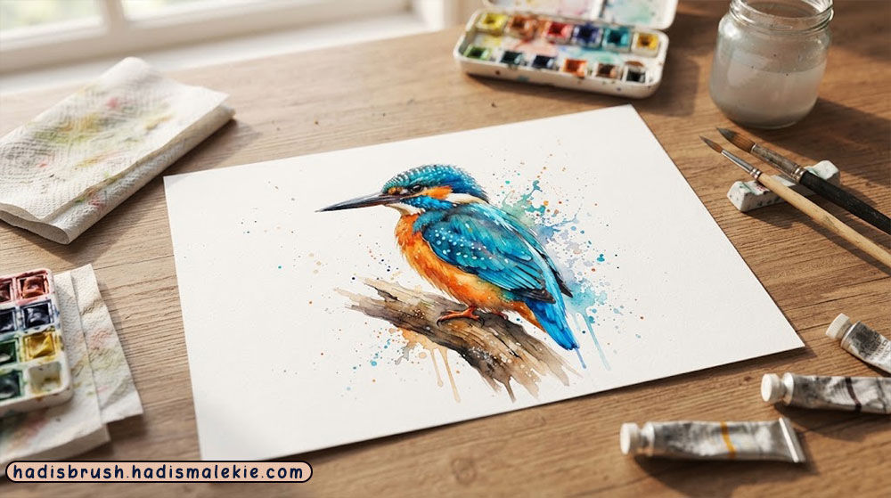 watercolor kingfisher painting tutorial