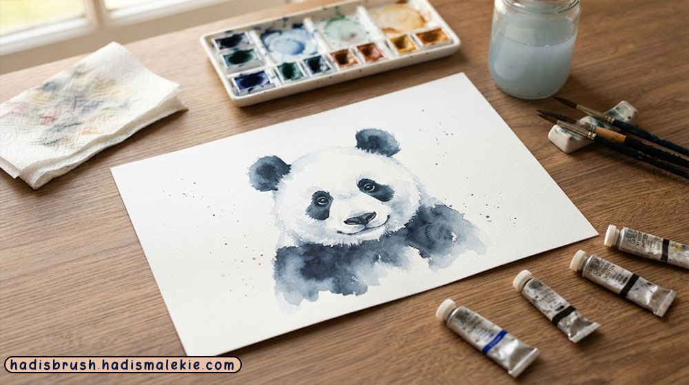 watercolor panda painting tutorial