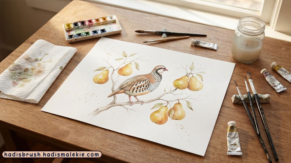 watercolor partridge painting tutorial