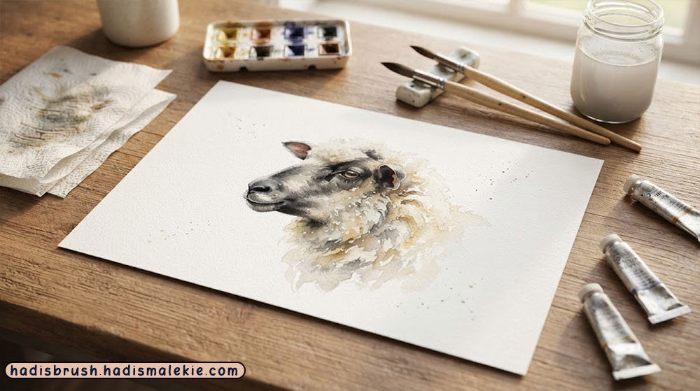 watercolor sheep painting tutorial
