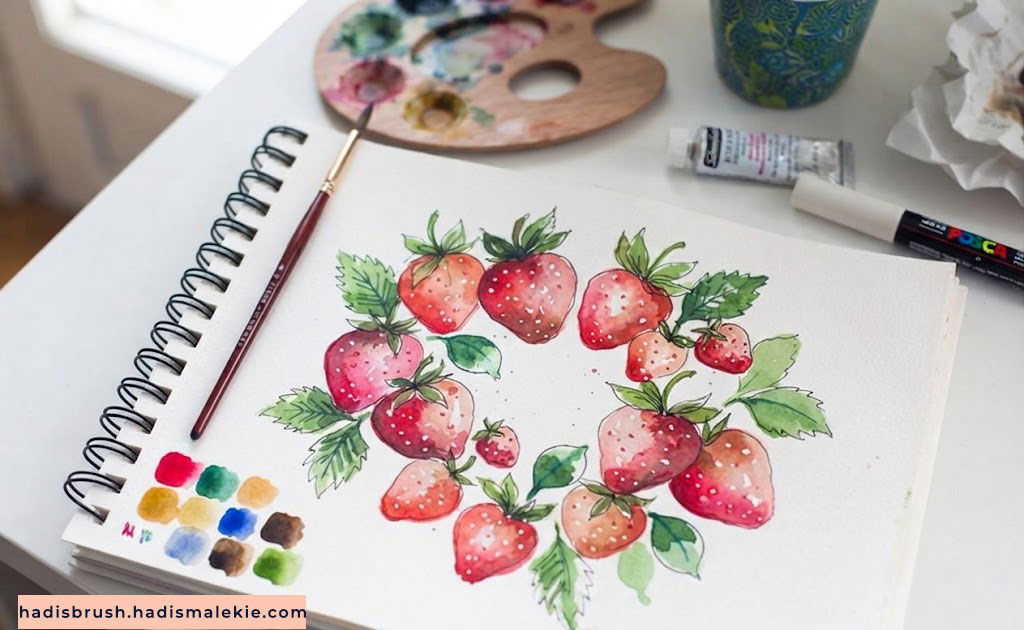 Learn strawberry watercolor painting