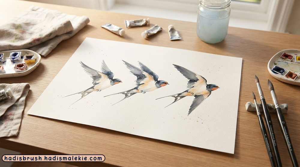 watercolor swallow painting tutorial