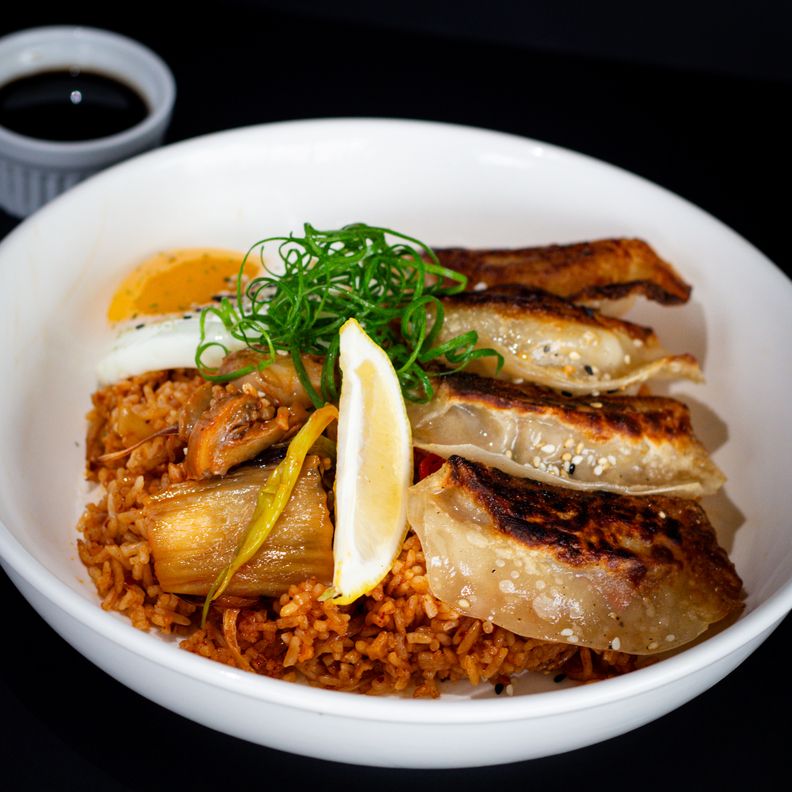 Kimchi Fried Rice with Gyoza