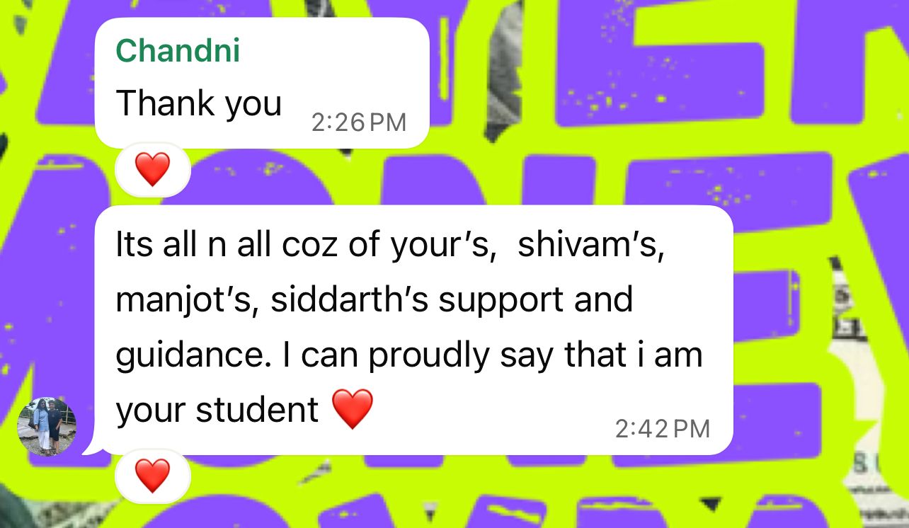 Traderz Den student feedback screenshot