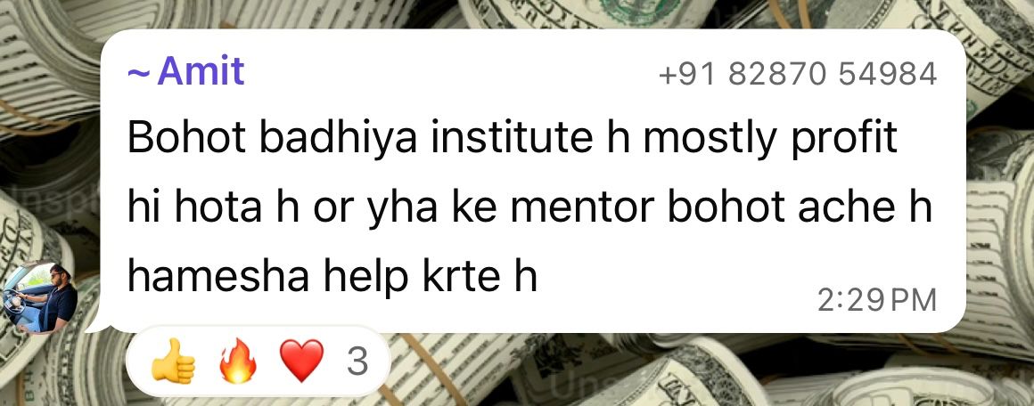 Traderz Den student feedback screenshot