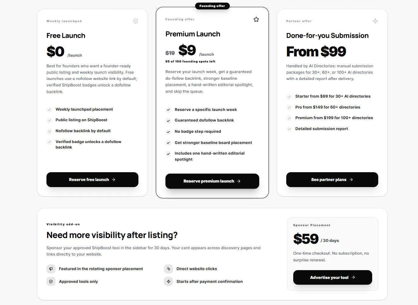 ShipBoost Pricing Section