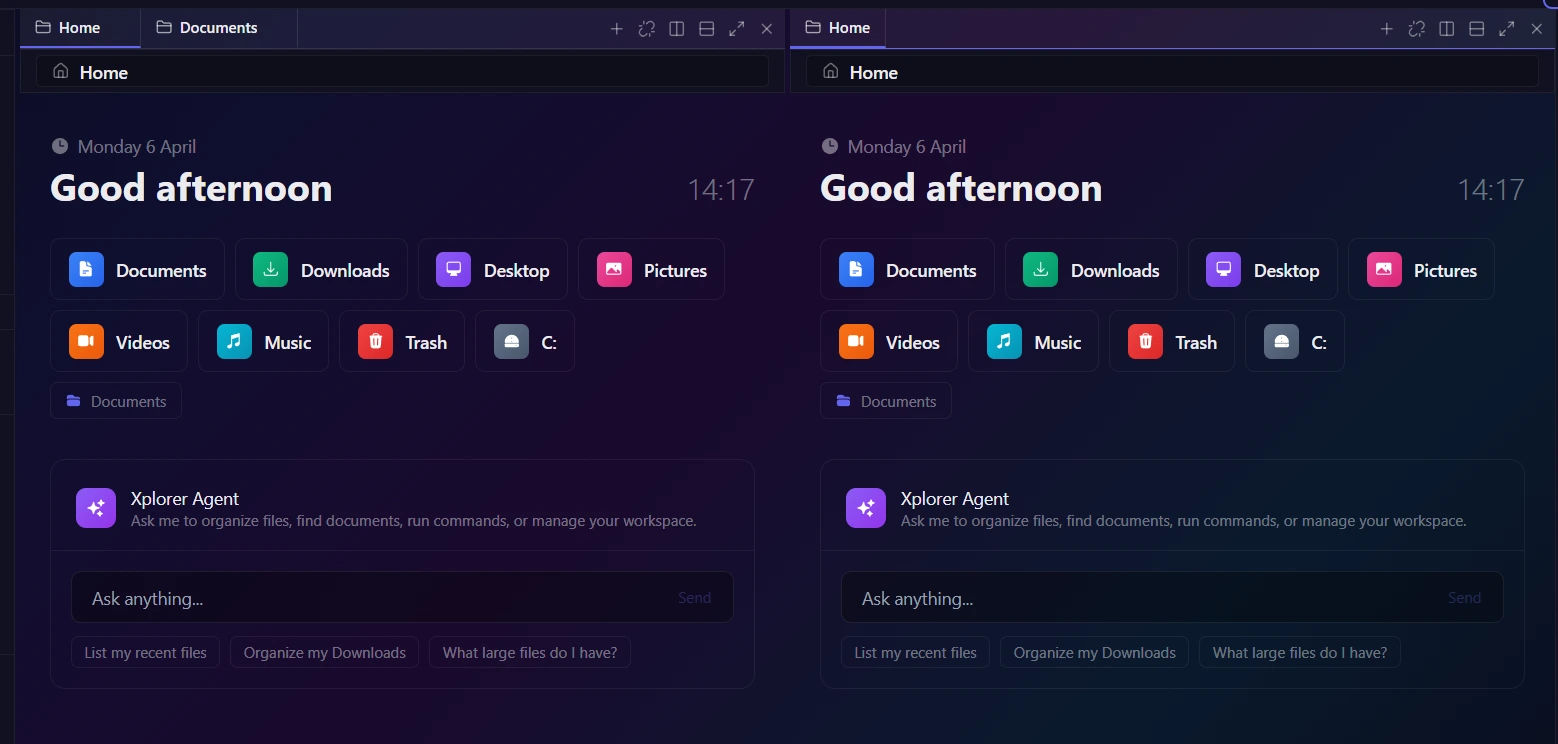 Xplorer Unified Workspace and Split Panes