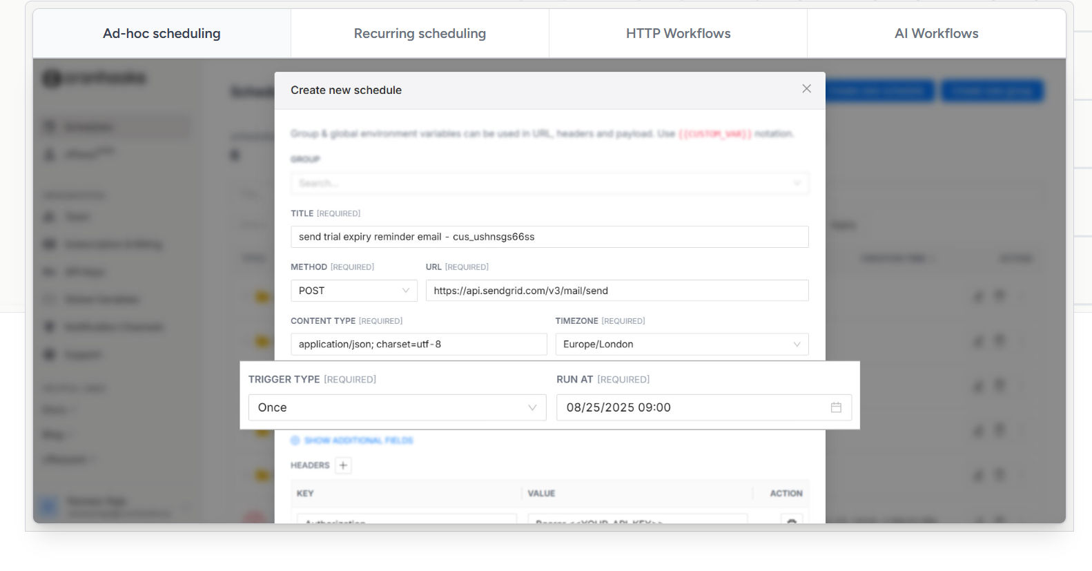 Creating a scheduled webhook
