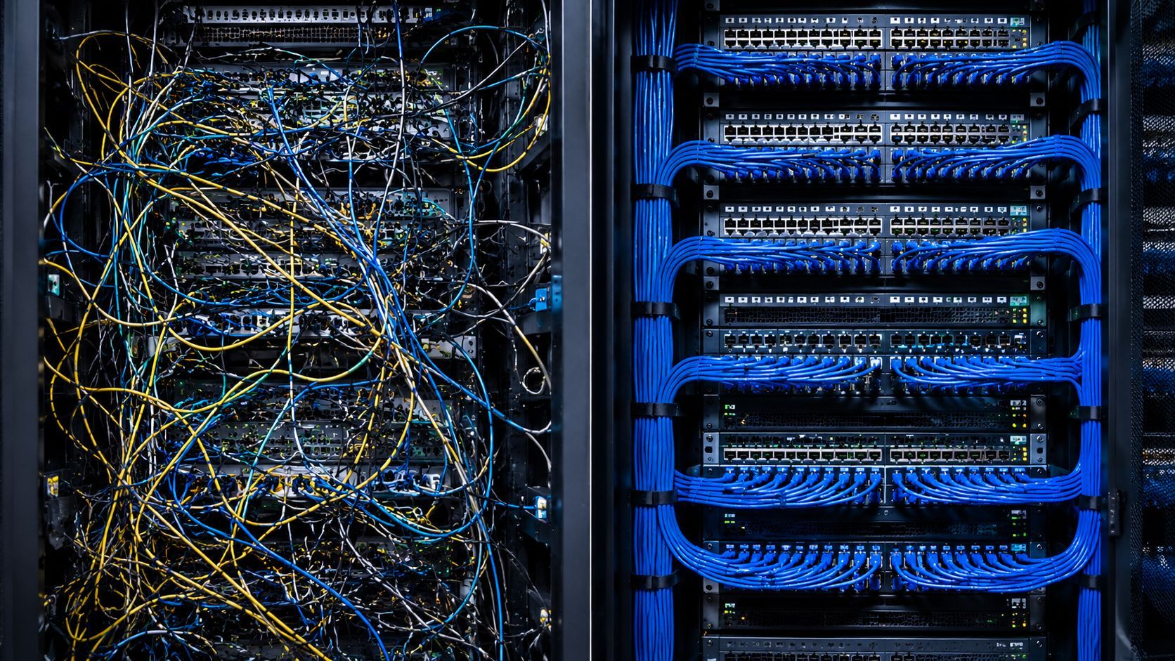 Before vs After Structured Cabling