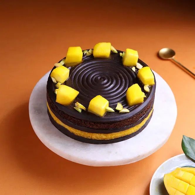 Mango Dark Chocolate Cake