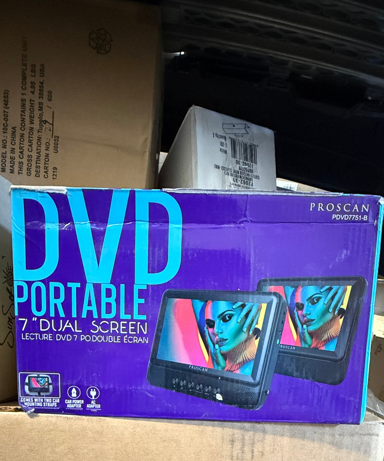 Proscan 7" Dual Screen Portable DVD Player PDVD7751-B