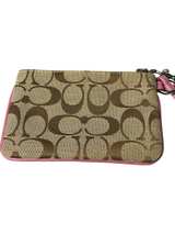Coach Signature Canvas Wristlet with Pink Trim - Image 7