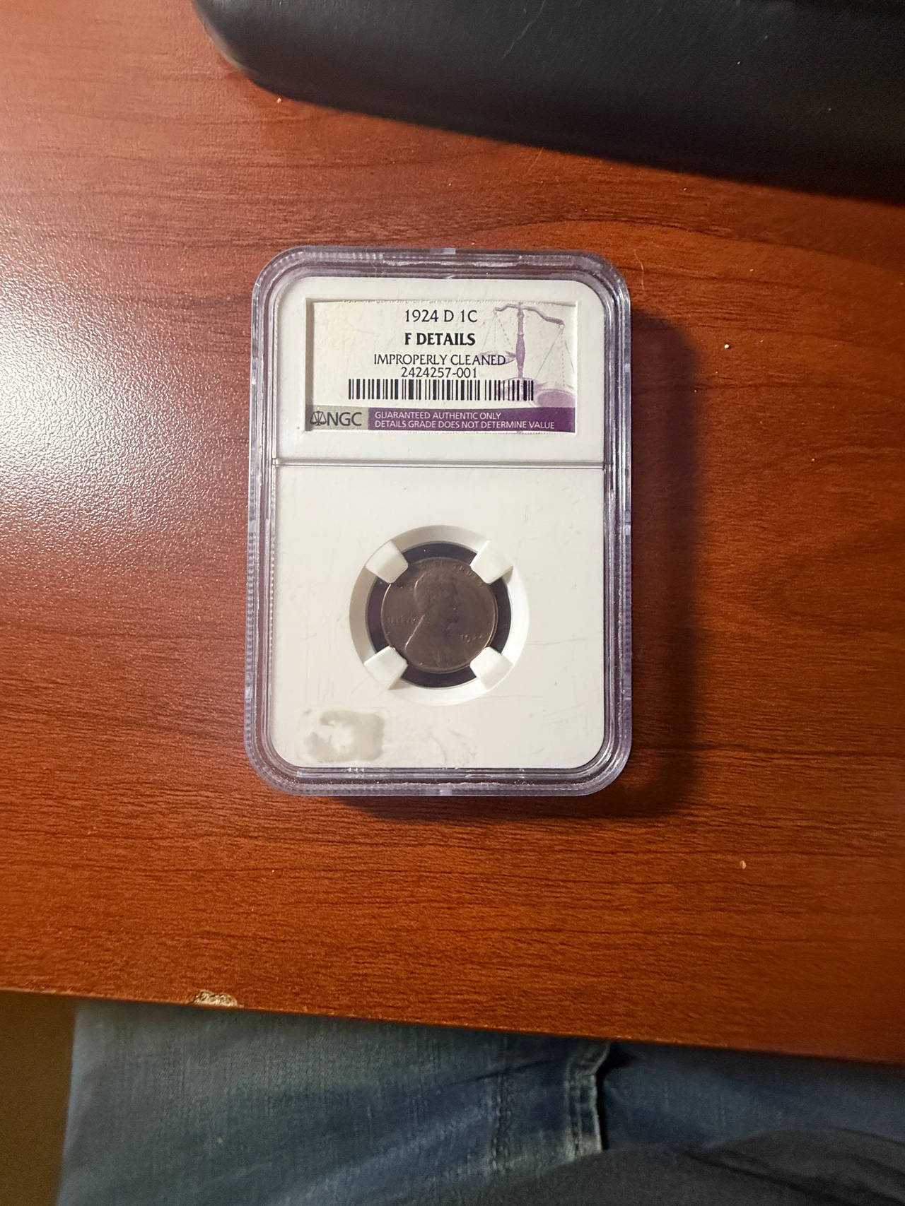 1924-D Lincoln Wheat Cent NGC F Details Improperly Cleaned