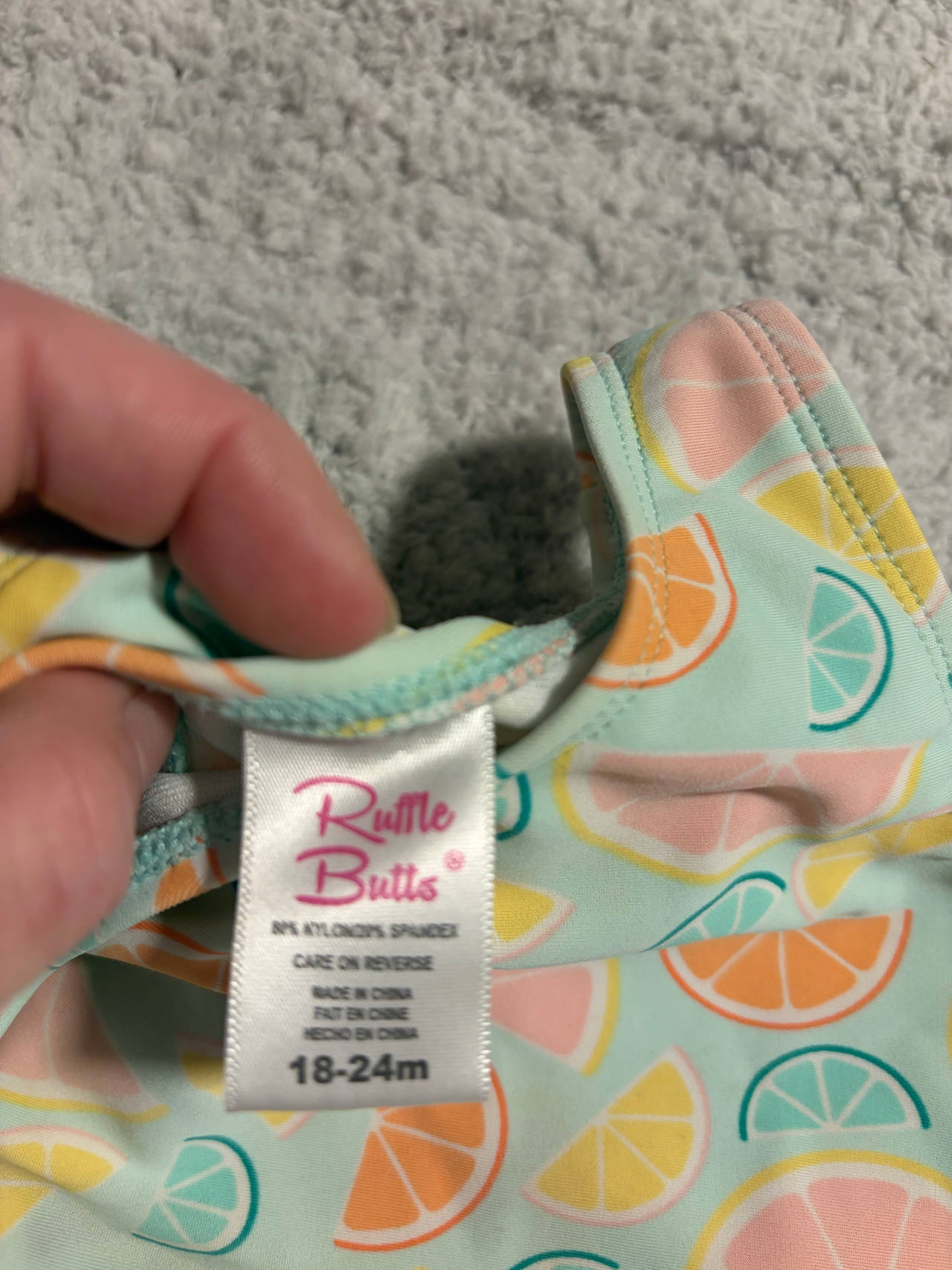 RuffleButts Citrus Print Swimsuit