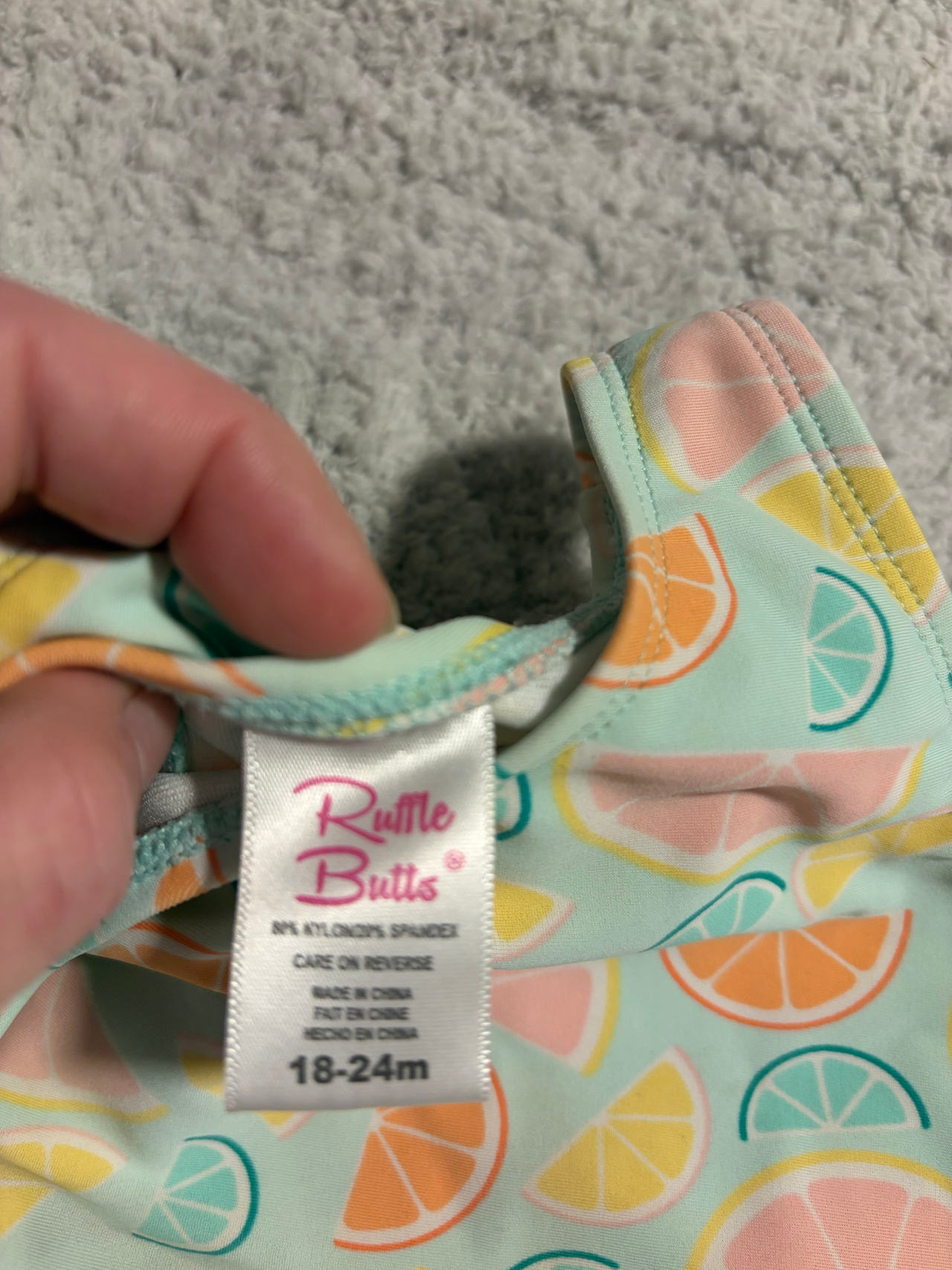 RuffleButts Citrus Print Swimsuit
