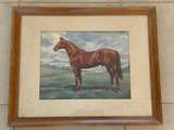 Vintage Framed Horse Lithograph Print - Image 1